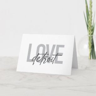 Modern, simple, cool, urban design Love Detroit Card