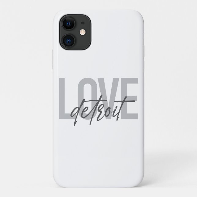 Modern, simple, cool, urban design Love Detroit Case-Mate iPhone Case (Back)