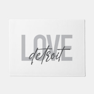 Modern, simple, cool, urban design Love Detroit Doormat