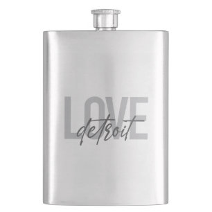 Modern, simple, cool, urban design Love Detroit Hip Flask
