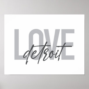 Modern, simple, cool, urban design Love Detroit Poster