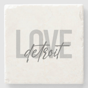 Modern, simple, cool, urban design Love Detroit Stone Coaster