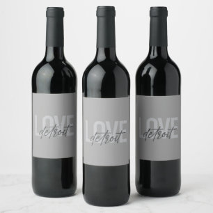 Modern, simple, cool, urban design Love Detroit Wine Label
