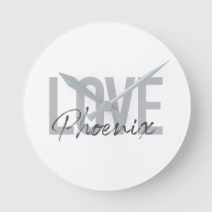 Modern, simple, cool, urban design Love Phoenix Round Clock