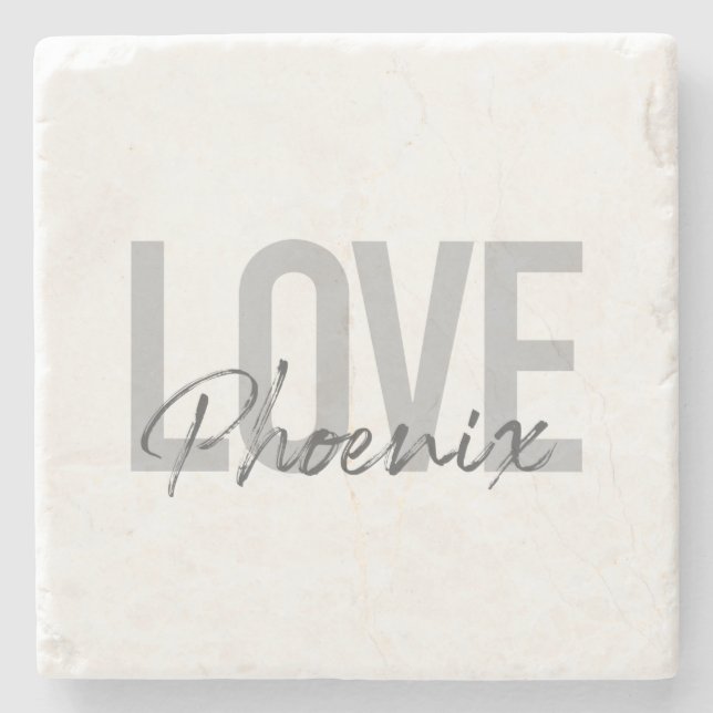 Modern, simple, cool, urban design Love Phoenix Stone Coaster (Front)