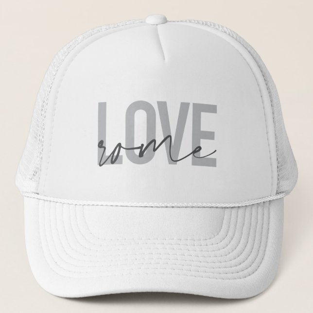 Modern, simple, cool, urban design Love Rome Trucker Hat (Front)