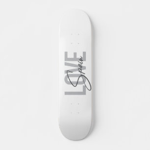 Modern, simple, cool, urban design Love Spain Skateboard