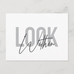 Modern, simple, cool urban typography Look Within Postcard
