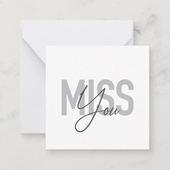 Modern, simple, cool urban typography Miss You Card (Front)