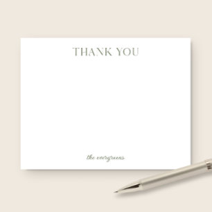 Modern Simple Couple Family Olive Green Thank You  Card