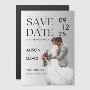 Modern Simple Couple Photo Save The Date Template Magnetic Invitation