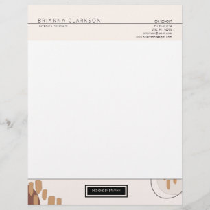 Modern Simple Cream and Earth Tones Abstract Art Letterhead