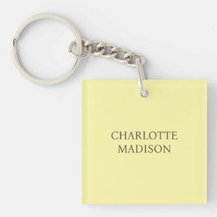 Modern Simple Cream Trendy Minimalist Plain Name Keychain