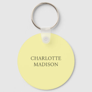 Modern Simple Cream Trendy Minimalist Plain Name Keychain