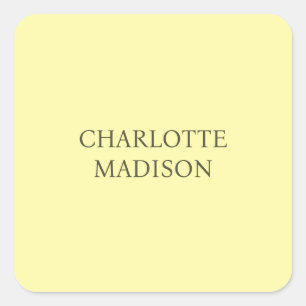Modern Simple Cream Trendy Minimalist Plain Name Square Sticker