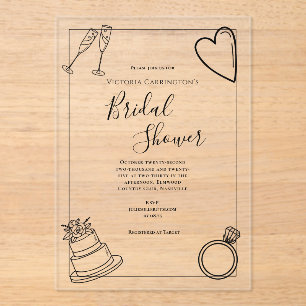 Modern Simple Create Your Own Bridal Shower Acrylic Invitations