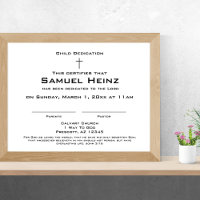 Modern Simple Cross2 Baby Dedication Certificate