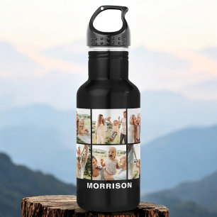 Modern Simple Custom 6 Photo Collage 532 Ml Water Bottle