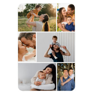Modern Simple Custom 6 Photo Collage Magnet