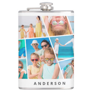 Modern Simple Custom 9 Images Collage Photos Hip Flask