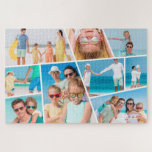 Modern Simple Custom 9 Images Collage Photos Jigsaw Puzzle<br><div class="desc">Add nine (9) custom photos of your family and friends and the year. Add your photos and if needed,  unmask the group of photo and frame,  adjust the image against the frame,  then click mask.</div>
