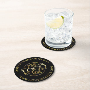 Modern Simple Custom Company Business Logo Branded Round Paper Coaster