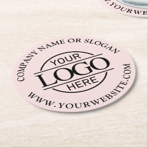 Modern Simple Custom Company Business Logo Branded Round Paper Coaster