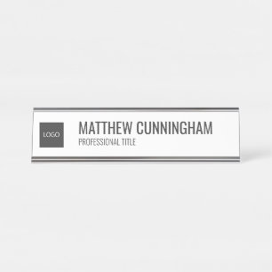 Modern Simple Custom Logo Employee Name Job Title Desk Name Plate