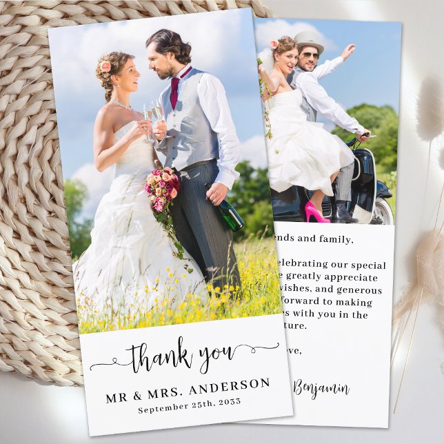 Modern Simple Custom Newlywed Photo Wedding Thank You Card (Creator Uploaded)