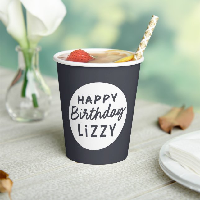 Modern Simple Custom Non-Photo Birthday Greeting Paper Cups (Insitu)