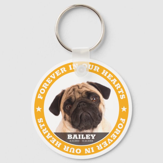 Modern Simple Custom Pet Photo Sympathy Keepsake Keychain (Front)