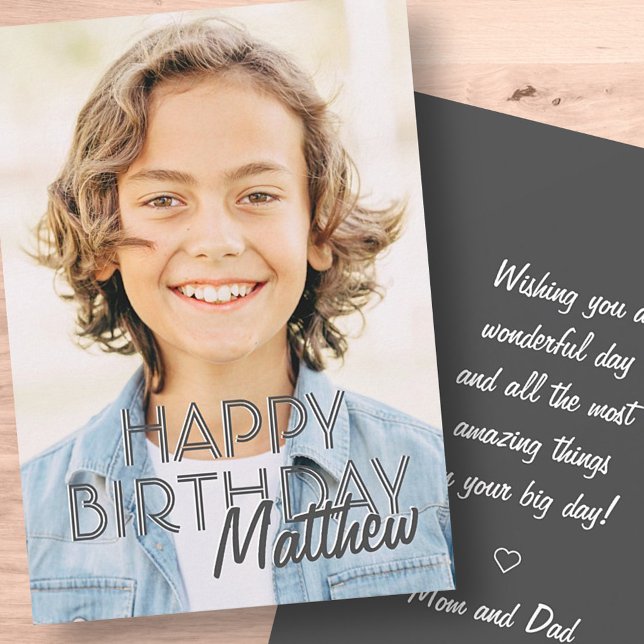 Modern Simple Custom Photo Birthday Greeting (Creator Uploaded)
