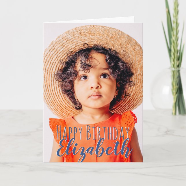 Modern Simple Custom Photo Birthday Greeting Card (Front)