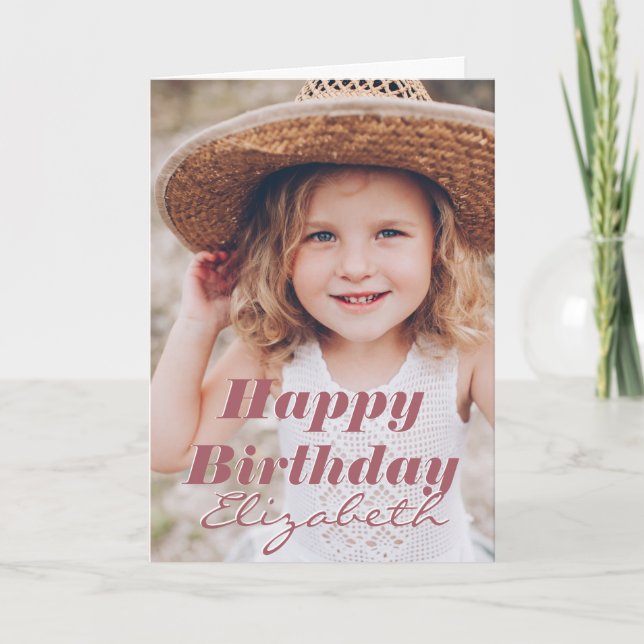 Modern Simple Custom Photo Birthday Greeting Card (Front)