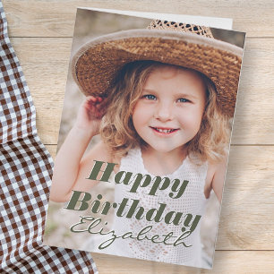 Modern Simple Custom Photo Birthday Greeting Card