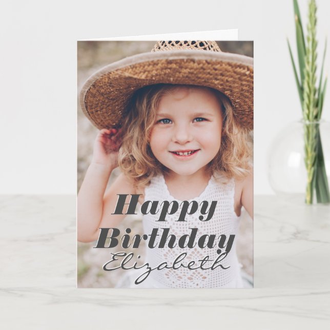 Modern Simple Custom Photo Birthday Greeting Card (Front)