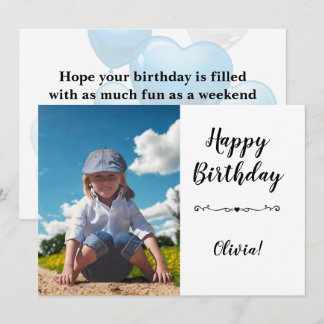 Modern Simple Custom Photo Birthday Greeting Card