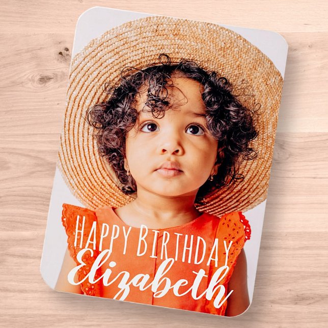 Modern Simple Custom Photo Birthday Greeting Magnet (Creator Uploaded)