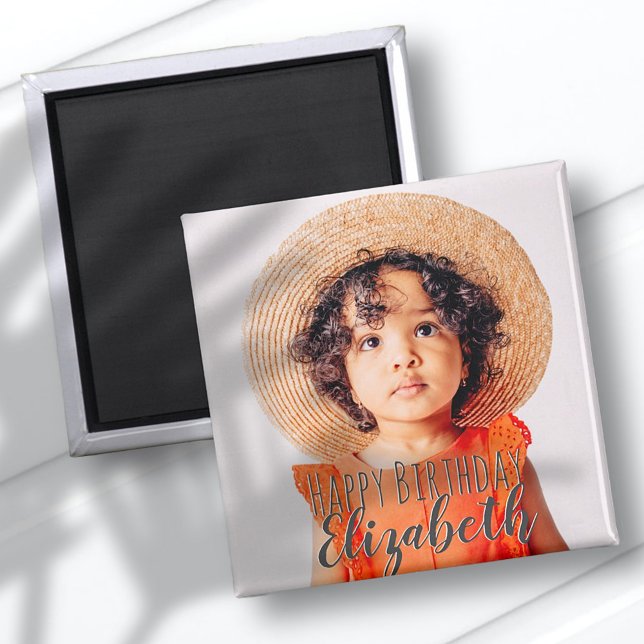 Modern Simple Custom Photo Birthday Greeting Magnet (Creator Uploaded)