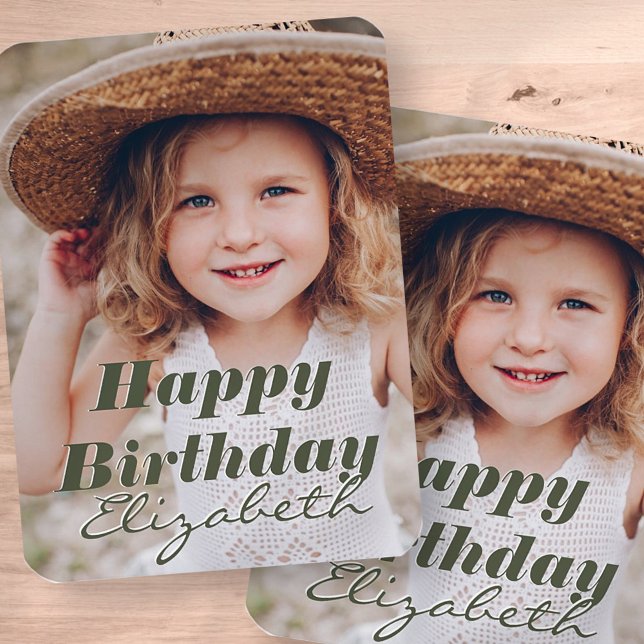 Modern Simple Custom Photo Birthday Greeting Magnet (Creator Uploaded)
