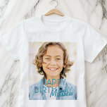Modern Simple Custom Photo Birthday Greeting T-Shirt<br><div class="desc">Design is modern and simple. Add a custom photo of the birthday celebrant and add his/her name,  add a custom message</div>