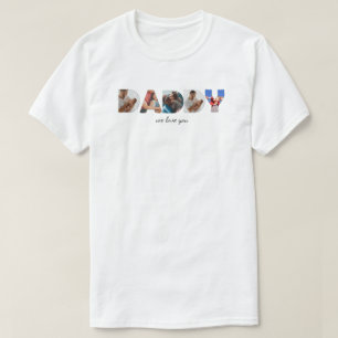 Modern Simple Custom Photo Collage DADDY Script T-Shirt