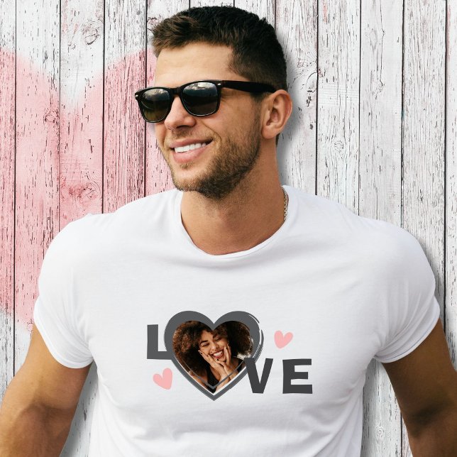 Modern Simple Custom Photo Love Heart T-Shirt (Creator Uploaded)
