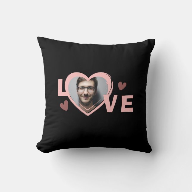Modern Simple Custom Photo Love Heart  Throw Pillow (Front)