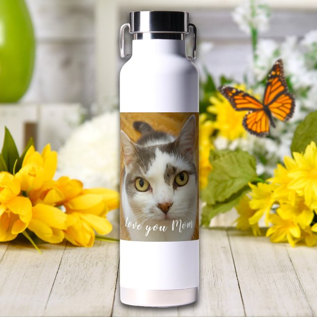 Modern Simple Custom Photo Text Personalized Water Bottle (Creator Uploaded)