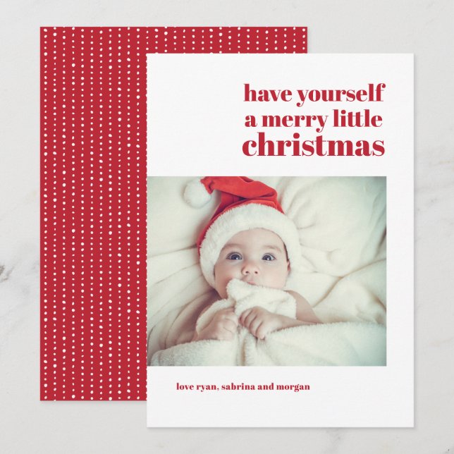 Modern Simple Customizable Photo Christmas Card (Front/Back)