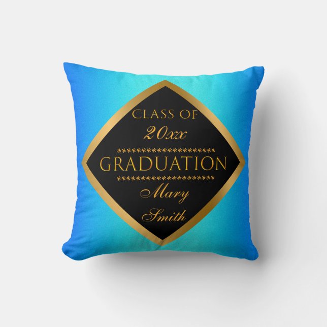 Modern Simple Customize Gold Blue Sky Throw Pillow (Front)