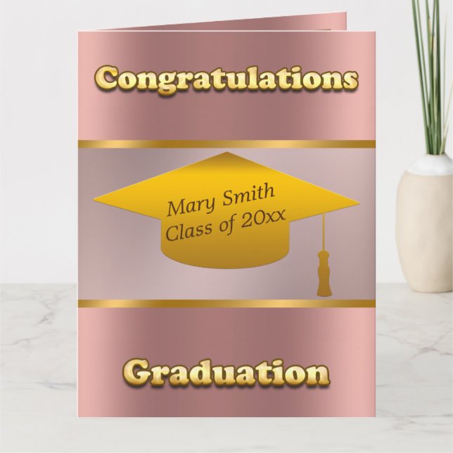 Modern Simple Customize Gold Pink Card (Front)