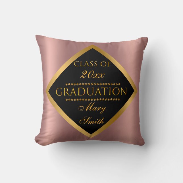 Modern Simple Customize Gold Pink Throw Pillow (Front)