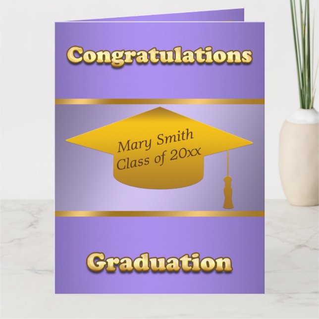 Modern Simple Customize Gold Purple Card (Front)